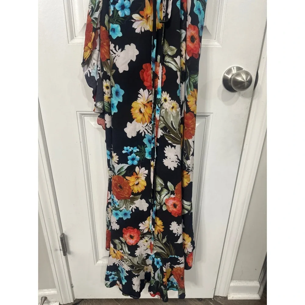 Yumi Kim Morning Glory Cross Roads Maxi Dress Floral High Low Wrap Medium
